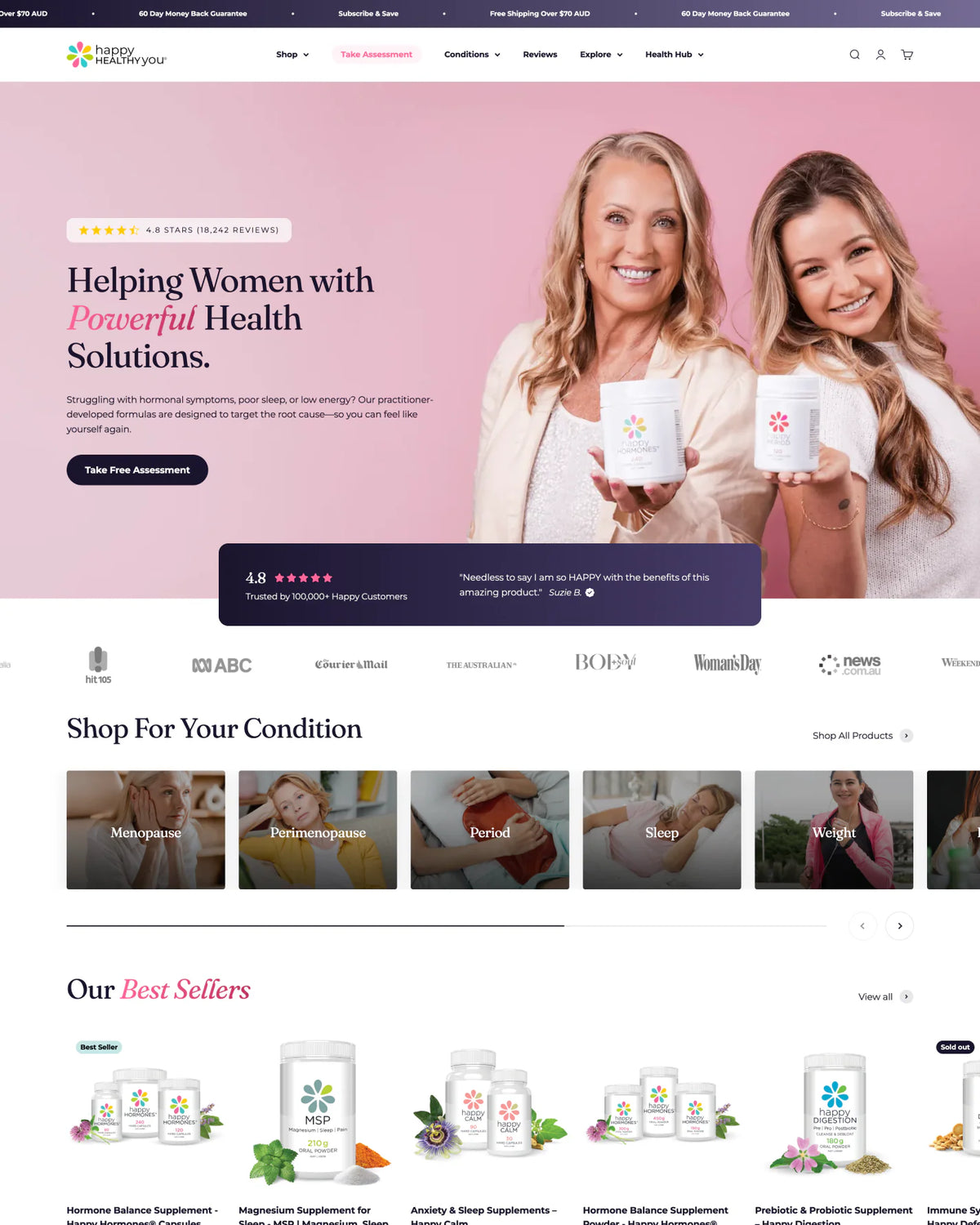 Happy Healthy You | Shopify Supplement Store Rebuild & CRO Development